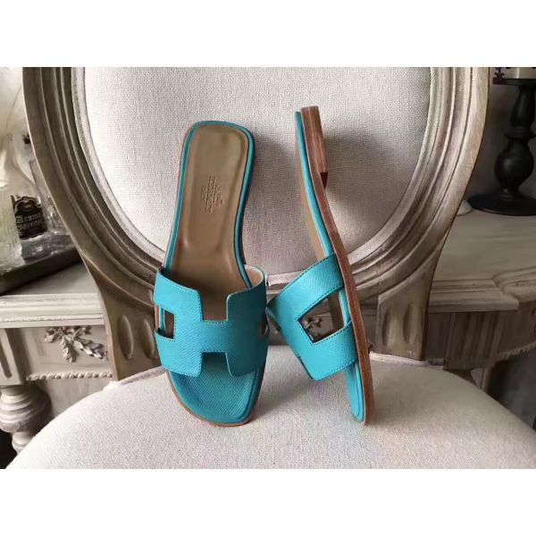 HERM Oran Sandals In Lagon Epsom Leather