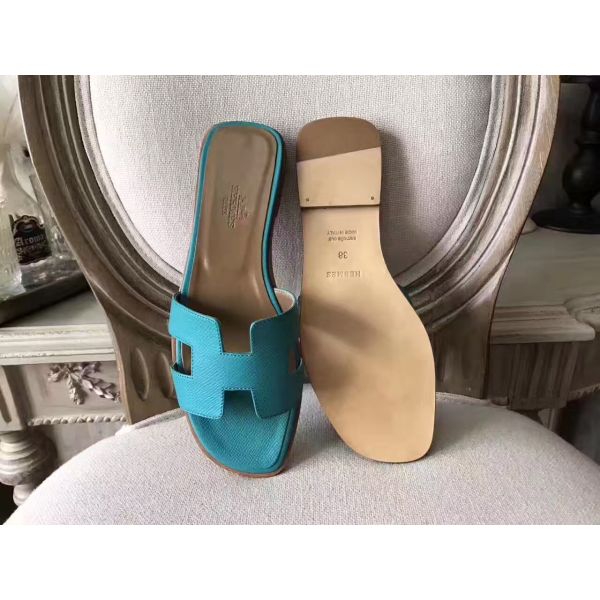 HERM Oran Sandals In Lagon Epsom Leather