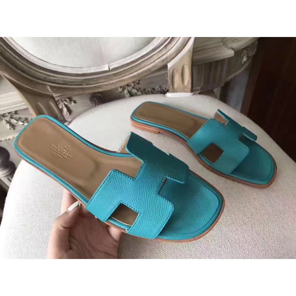HERM Oran Sandals In Lagon Epsom Leather
