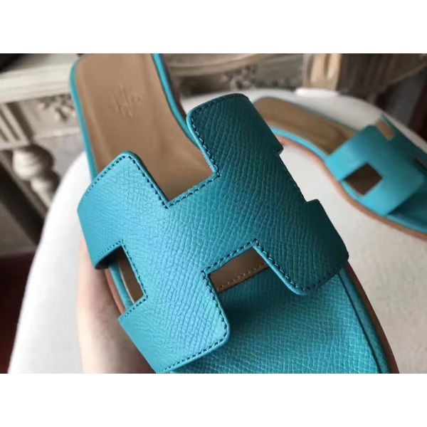 HERM Oran Sandals In Lagon Epsom Leather