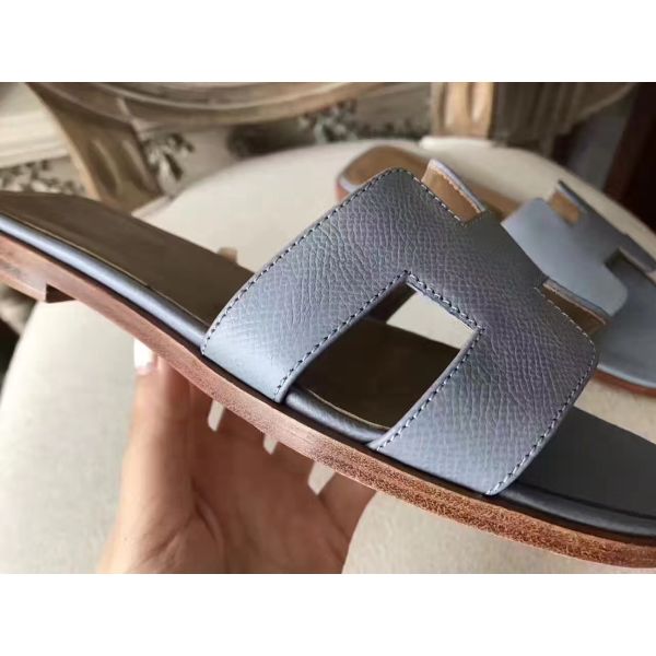 HERM Oran Sandals In Blue Lin Epsom Leather