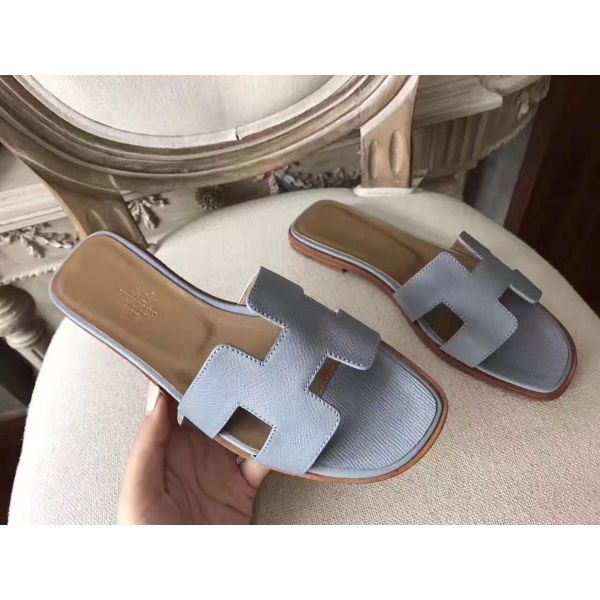HERM Oran Sandals In Blue Lin Epsom Leather
