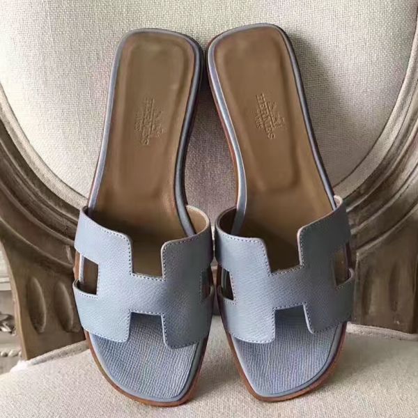 HERM Oran Sandals In Blue Lin Epsom Leather