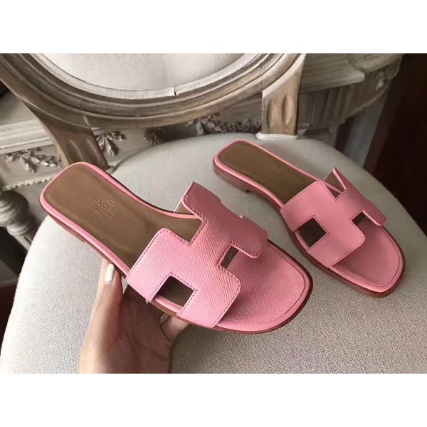 HERM Oran Sandals In Pink Epsom Leather