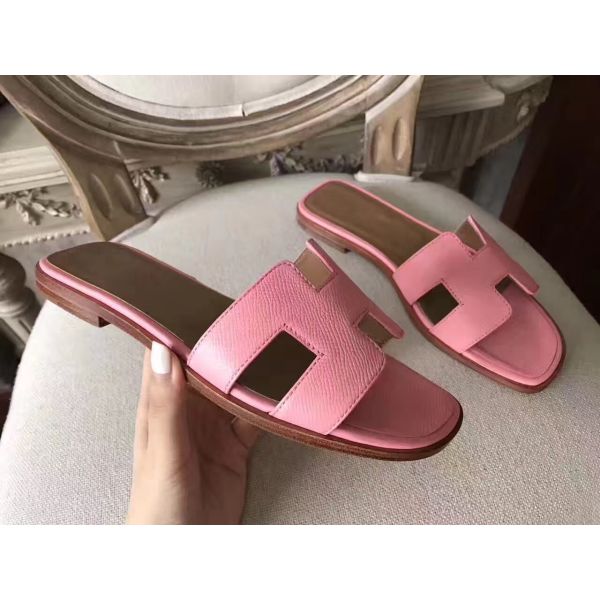 HERM Oran Sandals In Pink Epsom Leather