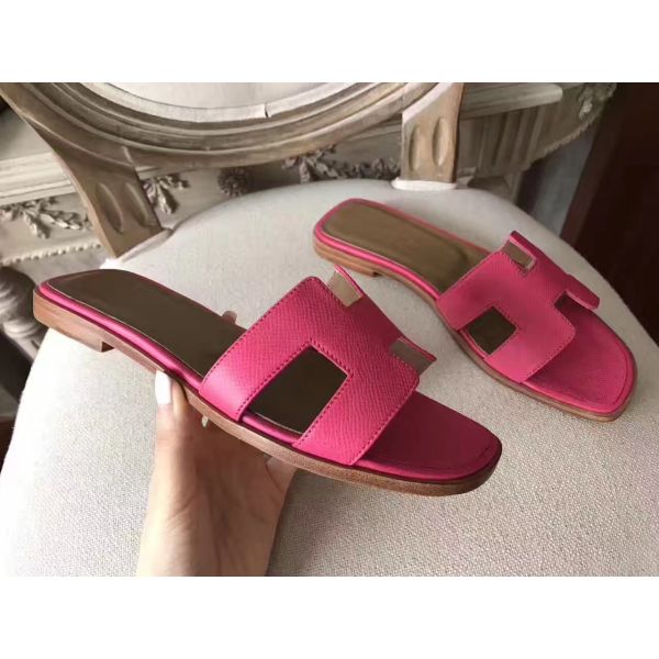 HERM Oran Sandals In Rose Red Epsom Leather