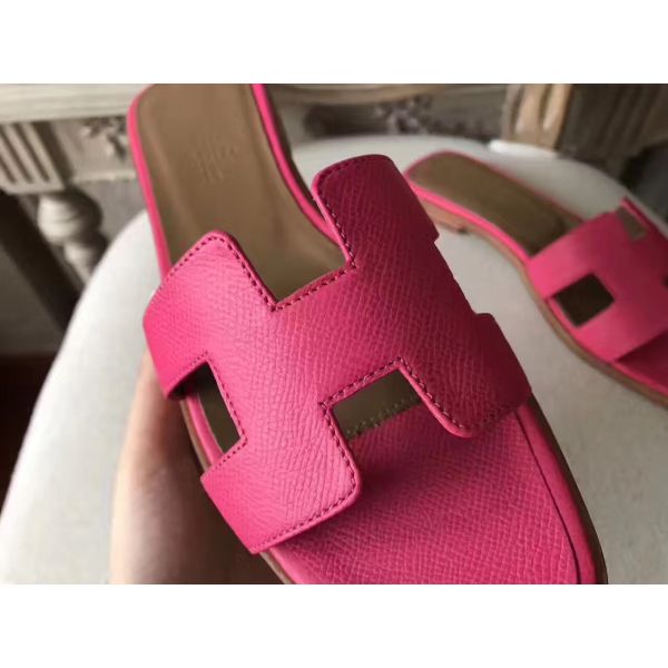 HERM Oran Sandals In Rose Red Epsom Leather