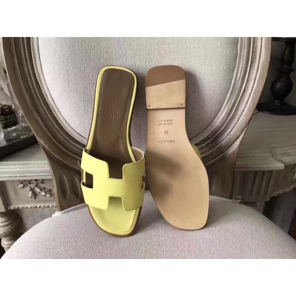 HERM Oran Sandals In Soufre Epsom Leather