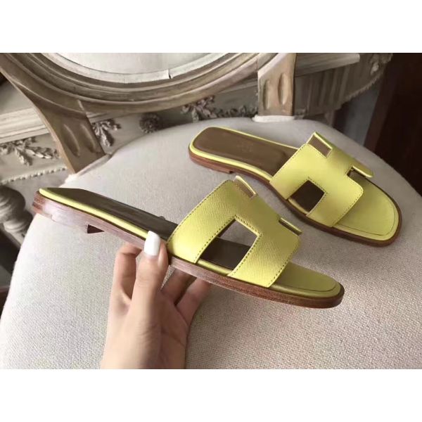 HERM Oran Sandals In Soufre Epsom Leather