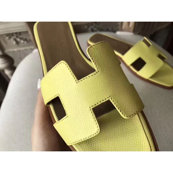 HERM Oran Sandals In Soufre Epsom Leather