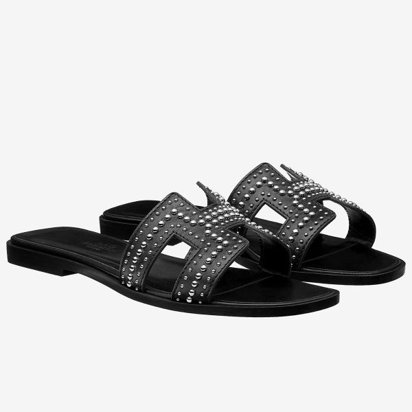 HERM Oran Studs Sandals In Black Leather