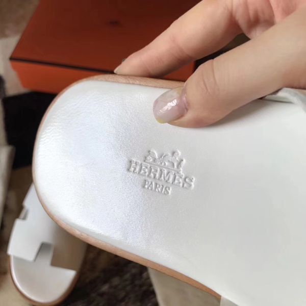 HERM Izmir Sandals In White Epsom Leather