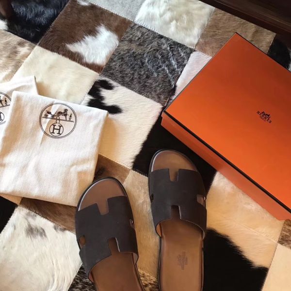 HERM Izmir Sandals In Chocolate Suede Leather