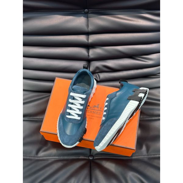 HERM Men's Bouncing Sneakers in Blue Leather