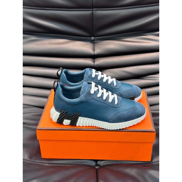 HERM Men's Bouncing Sneakers in Blue Leather