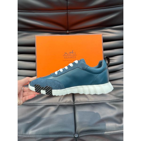 HERM Men's Bouncing Sneakers in Blue Leather