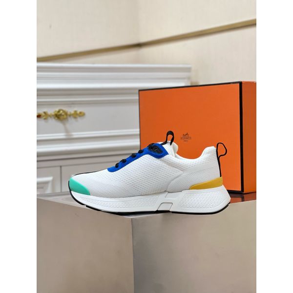 HERM Heros Sneakers in White Knit and Blue Suede