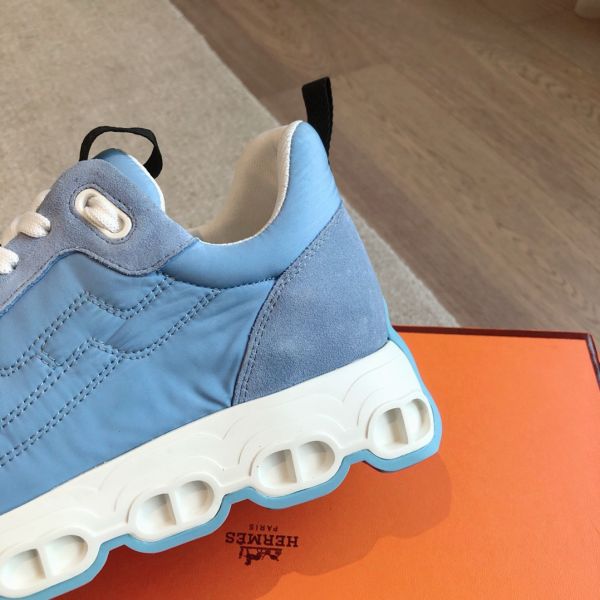 HERM Men's Impulse Sneakers in Blue Fabric and Leather