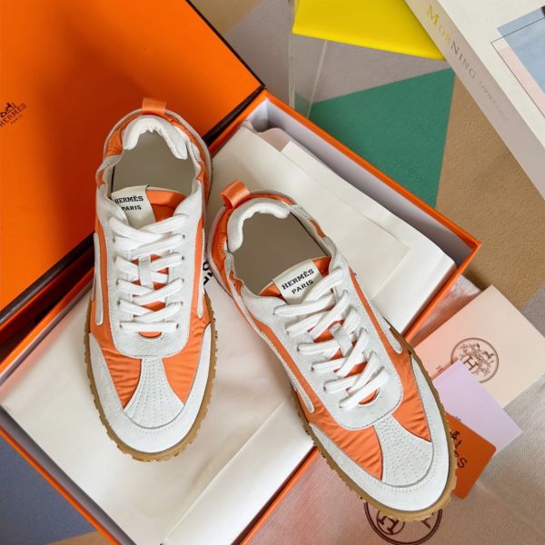 HERM Men's Jet Sneakers in Orange Technical Canvas