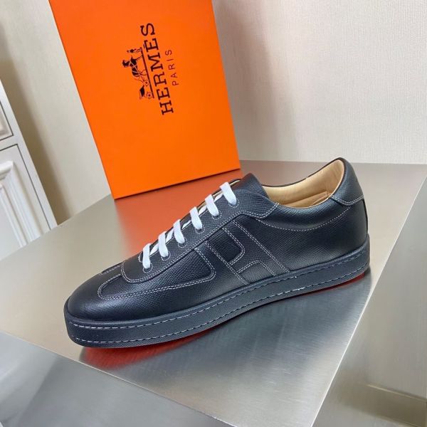 HERM Boomerang Sneakers In Black Epsom Leather