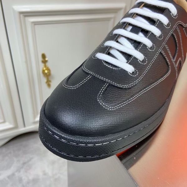 HERM Boomerang Sneakers In Black Epsom Leather
