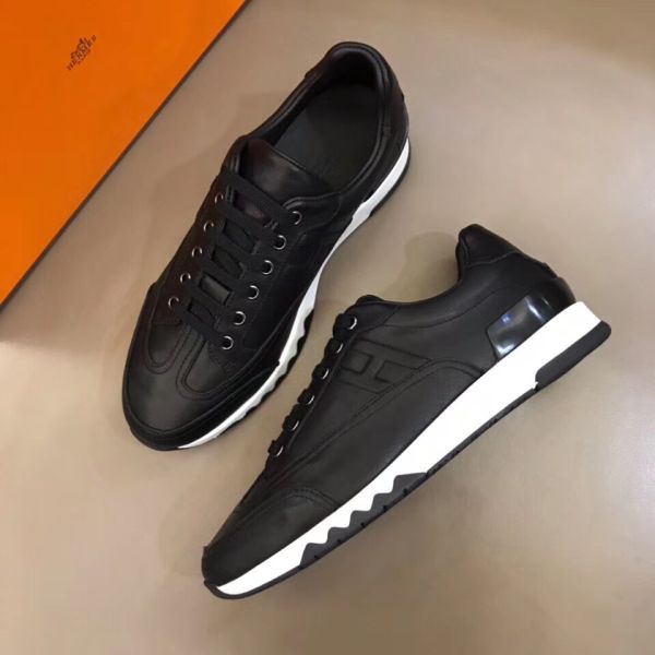 HERM Men's Trail Sneakers In Black Calfskin Leather