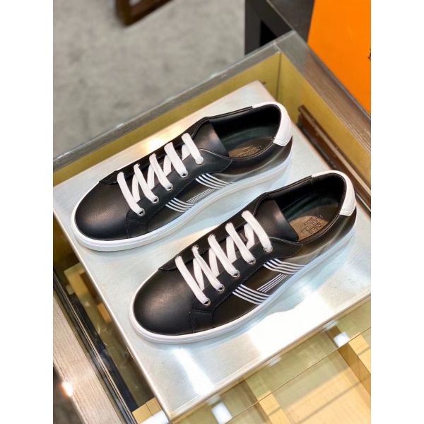 HERM Men's Avantage Sneakers In Black Calfskin