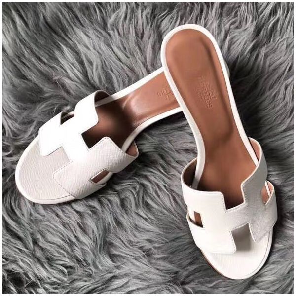 HERM Oasis Sandals In White  Epsom Leather