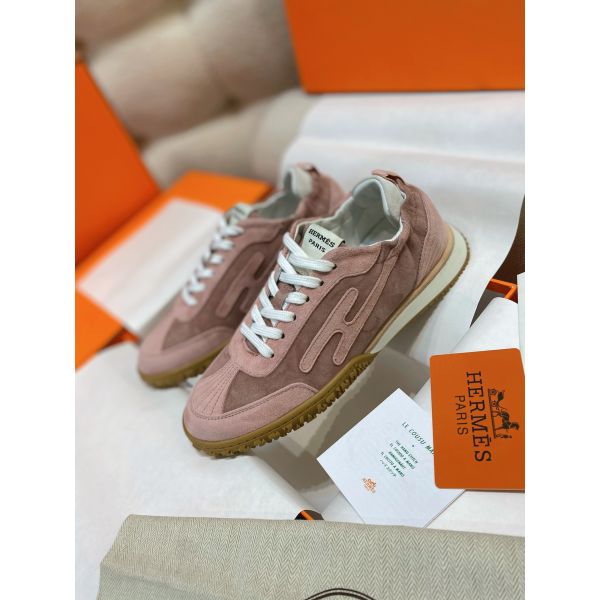 HERM Women's Jet Sneakers in Cancan/Aquarelle Suede Leather
