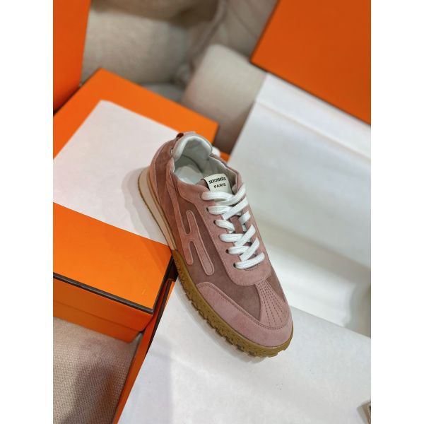 HERM Women's Jet Sneakers in Cancan/Aquarelle Suede Leather