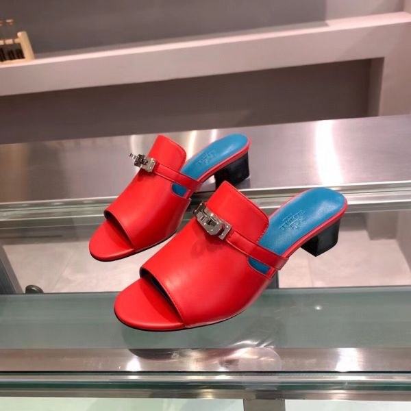 HERM Candy 40mm Sandals In Red Calfskin