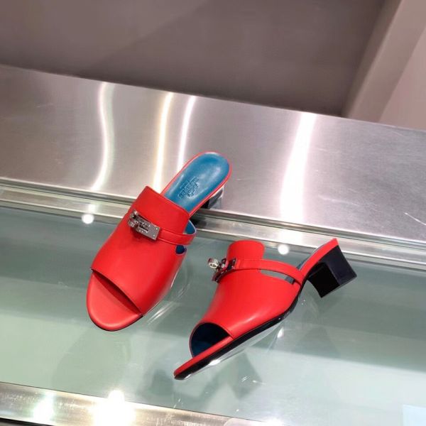 HERM Candy 40mm Sandals In Red Calfskin