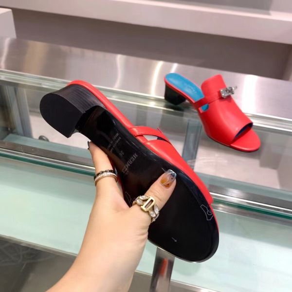 HERM Candy 40mm Sandals In Red Calfskin