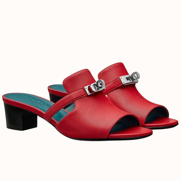 HERM Candy 40mm Sandals In Red Calfskin