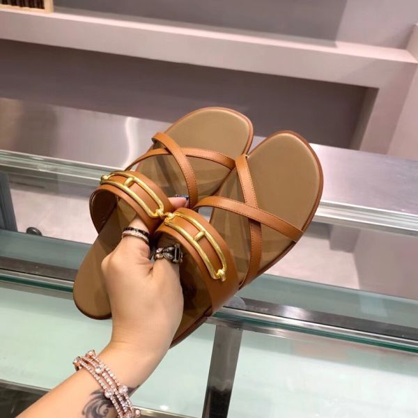 HERM Claire Sandals In Brown Calfskin