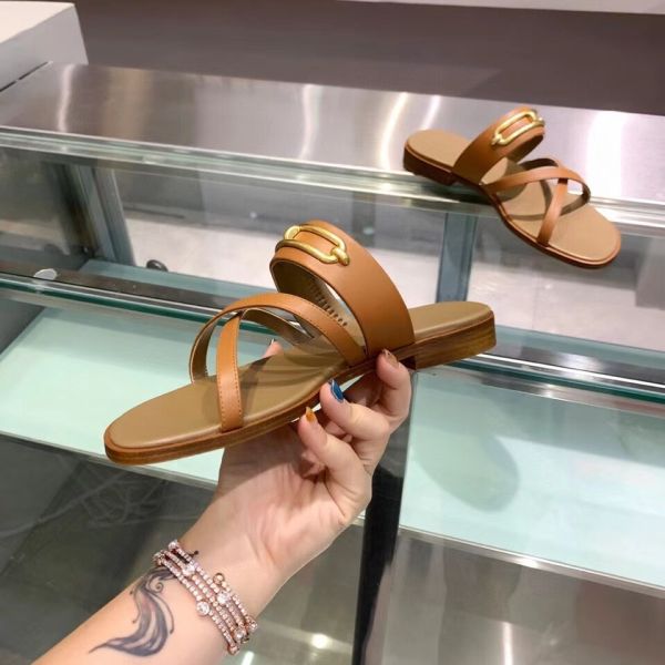 HERM Claire Sandals In Brown Calfskin