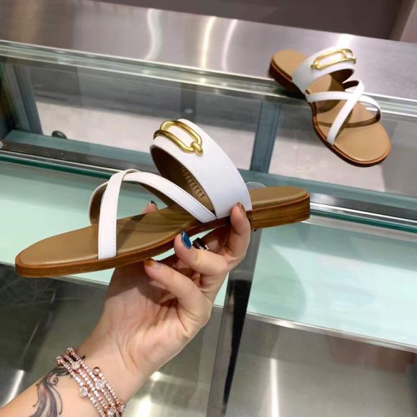 HERM Claire Sandals In White Calfskin