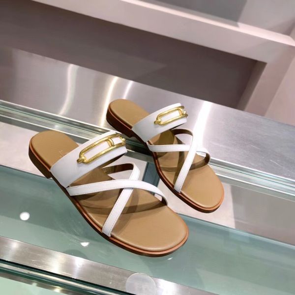 HERM Claire Sandals In White Calfskin