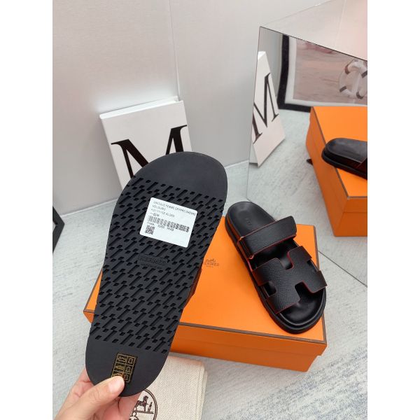 HERM Women's Chypre Sandals In Black Epsom Calfskin
