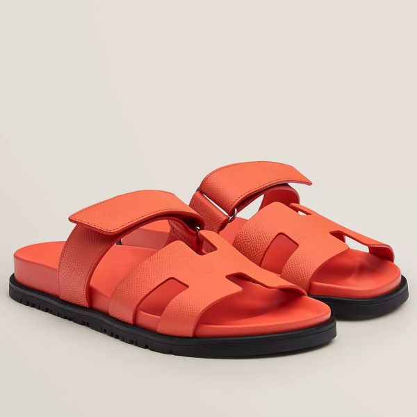 HERM Women's Chypre Sandals In Orange Epsom Calfskin