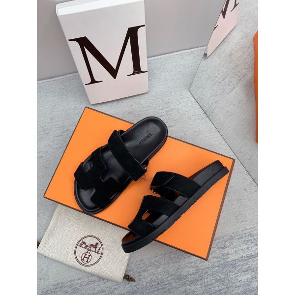 HERM Women's Chypre Sandals In Black Suede Calfskin