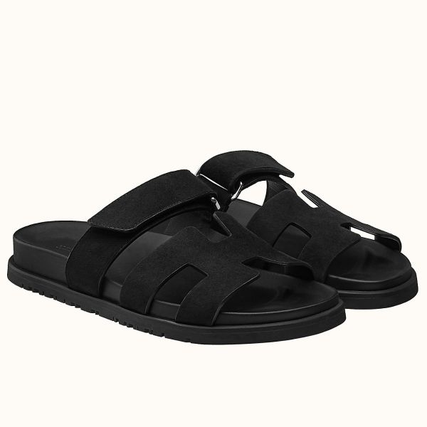HERM Women's Chypre Sandals In Black Suede Calfskin
