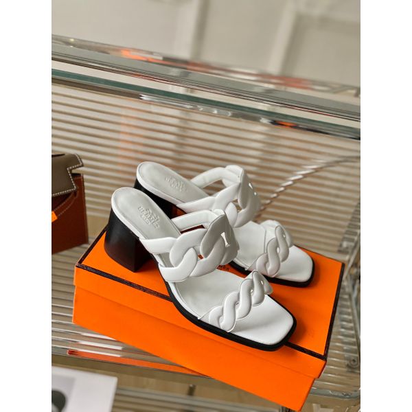 HERM Gaby Sandals 60mm in White Nappa Leather