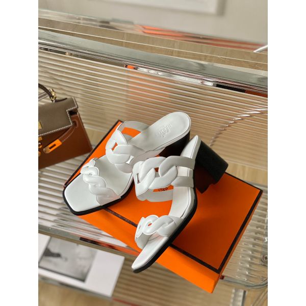 HERM Gaby Sandals 60mm in White Nappa Leather