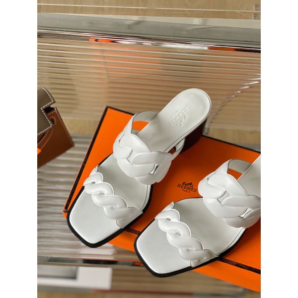 HERM Gaby Sandals 60mm in White Nappa Leather