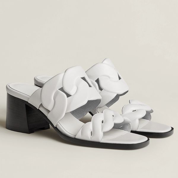 HERM Gaby Sandals 60mm in White Nappa Leather