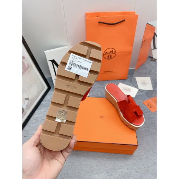 HERM Eze 30 Cork Platform Sandals in Piment Suede Leather