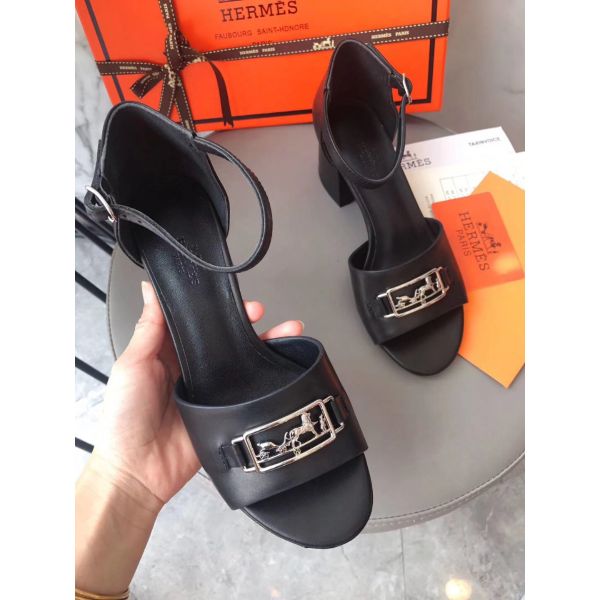 HERM Viaggio 60MM Sandals In Black Leather