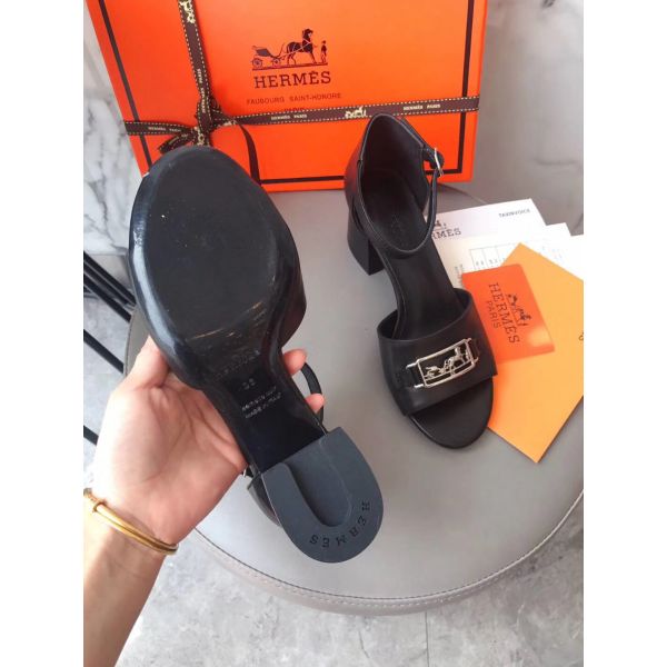 HERM Viaggio 60MM Sandals In Black Leather