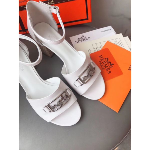 HERM Viaggio 60MM Sandals In White Leather